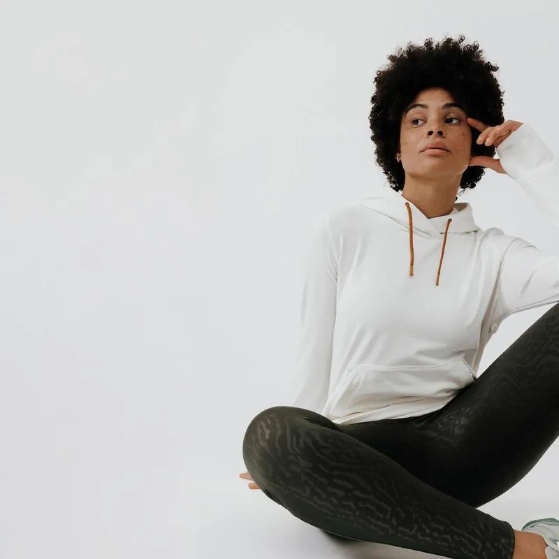 Hanorac călduros Alergare Jogging Run Hood 500 Alb Damă