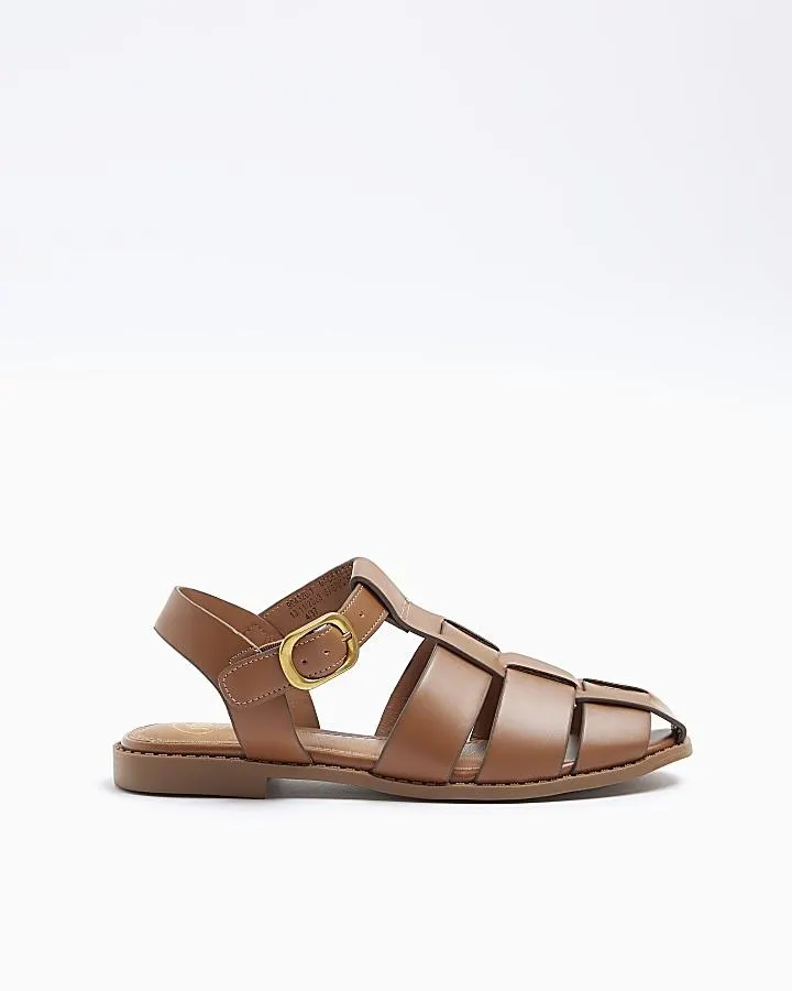 Brown Gladiator Flat Sandals