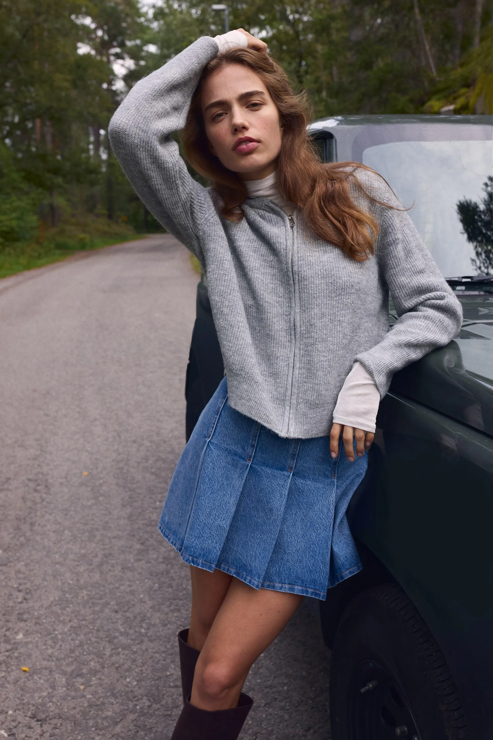 Hooded zip-through cardigan