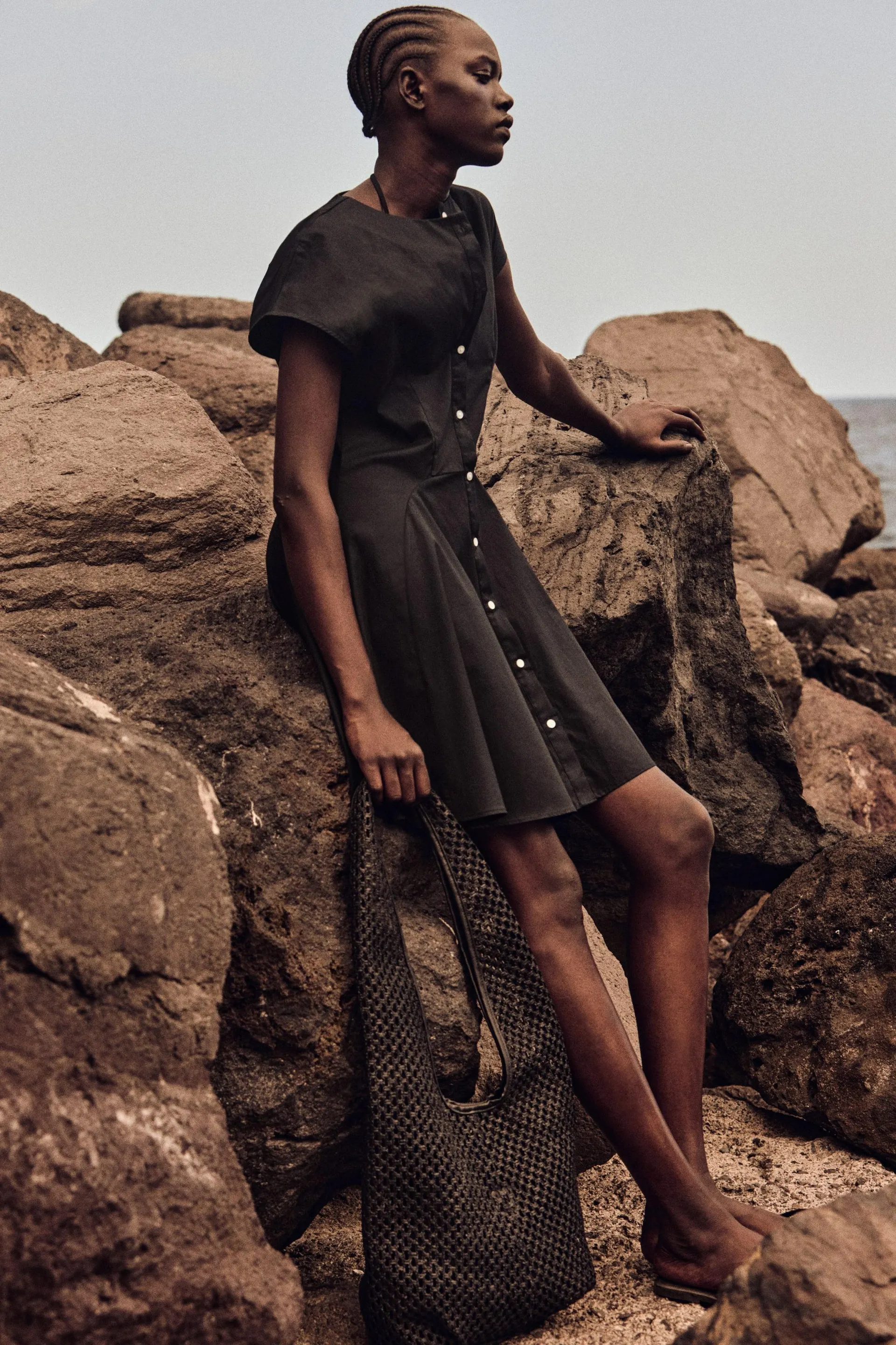 Button-front cotton dress