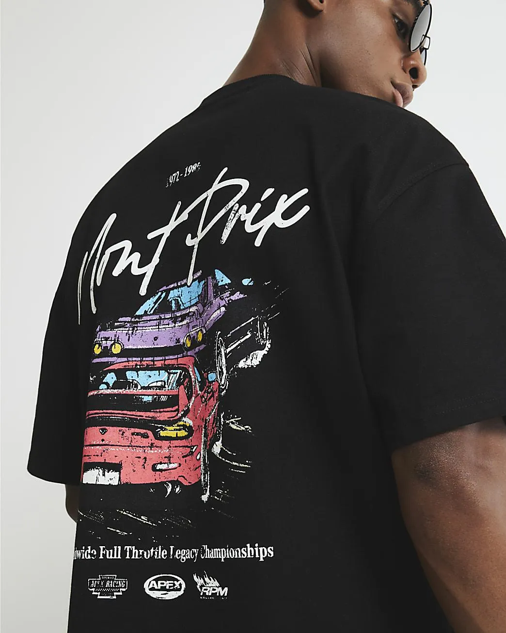 Black Oversized Fit Mont Prix Racing T-Shirt