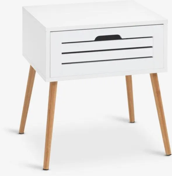 Bedside table BROBY 1 drawer bamboo color/white