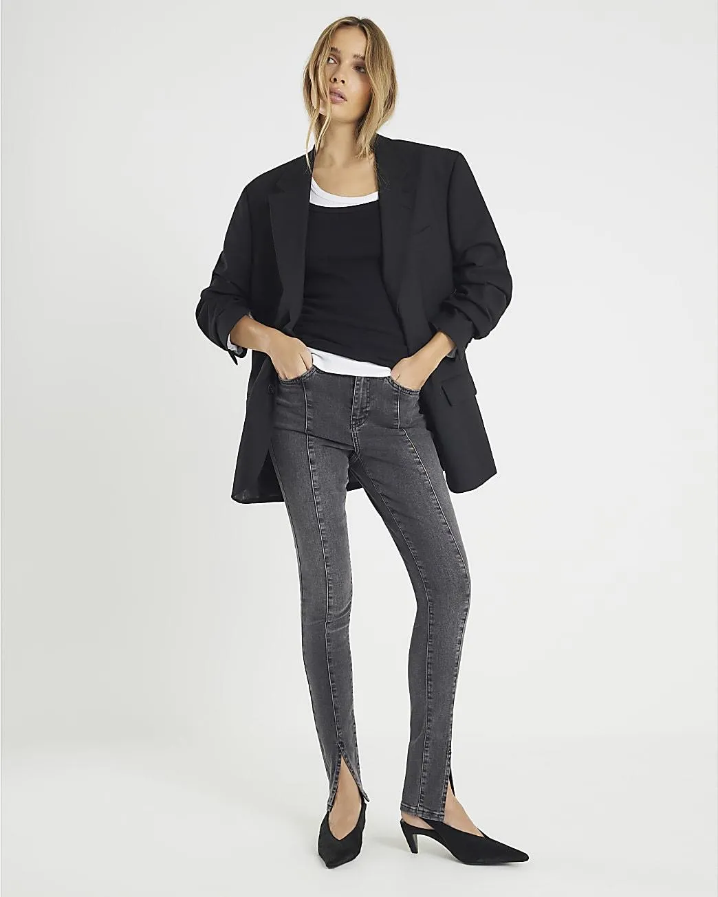 Black Seam Detail Skinny Jeans