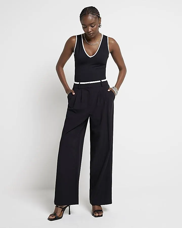 Black taped sleeveless bodysuit