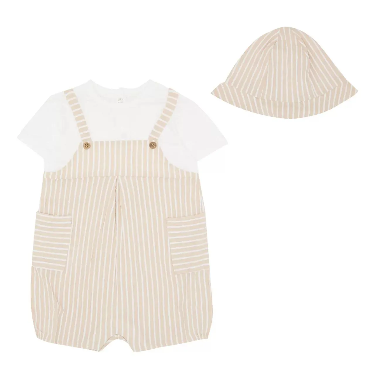 MAYORAL Striped Dungarees & Hat Two-Piece Set €36.00