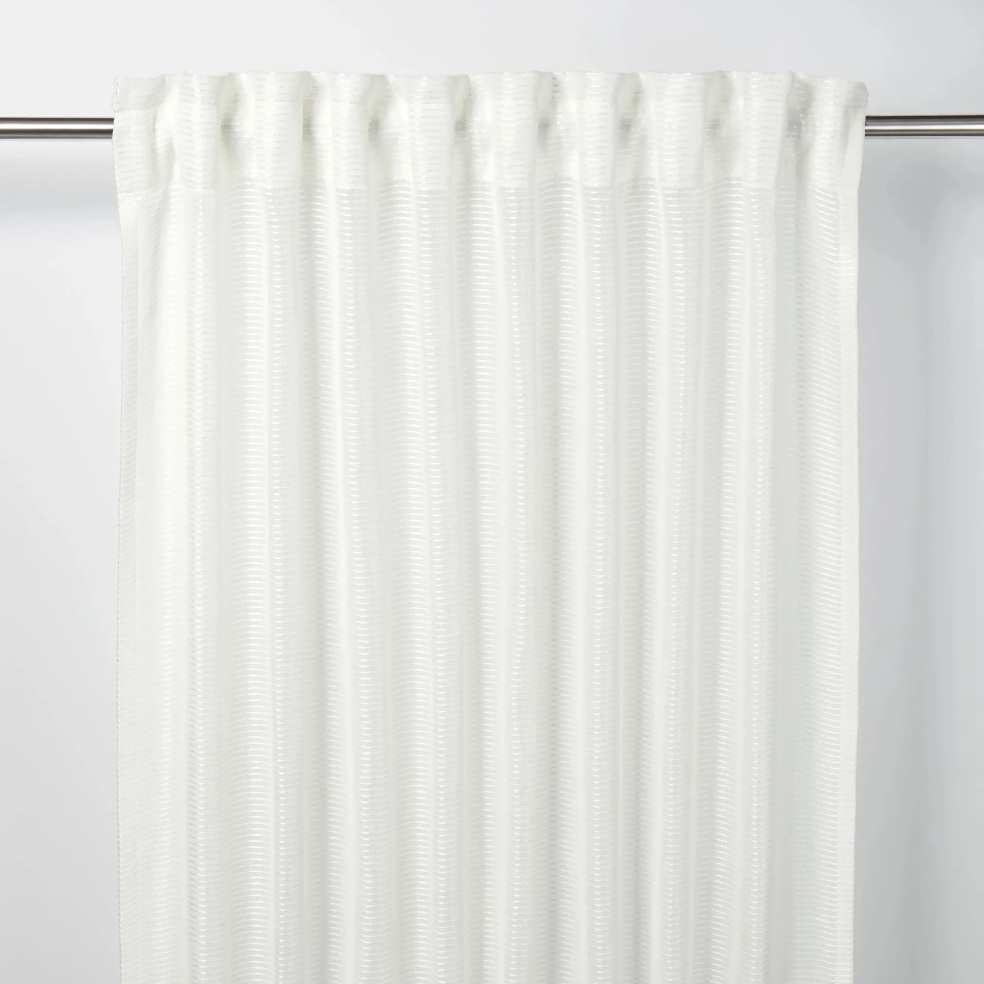 Fola White Horizontal stripe Unlined Pencil pleat Voile curtain (W)140cm (L)260cm, Single