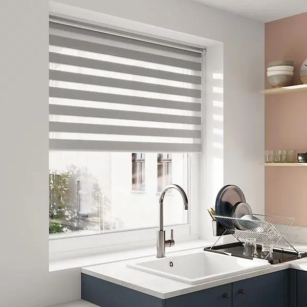 GoodHome Elin Corded Concrete grey Day & night Roller Blind (W)120cm (L)180cm