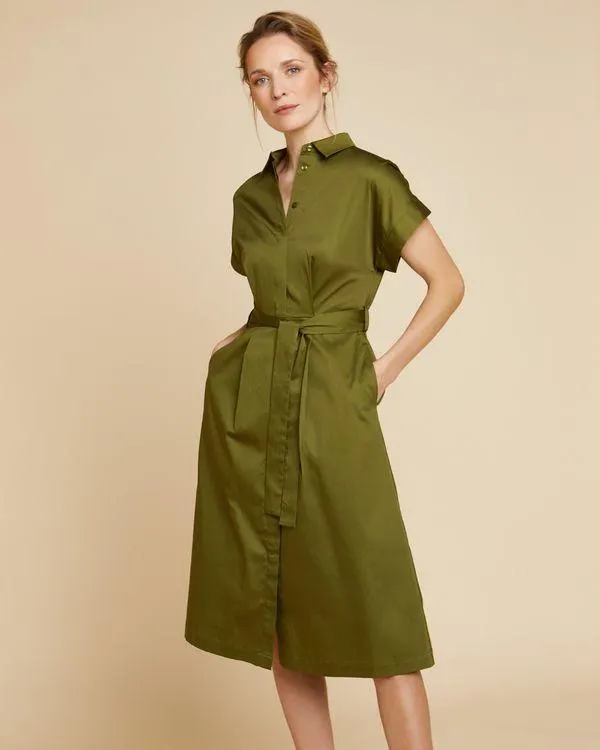 Paul Costelloe Living Studio Khaki Cotton Shirt Dress