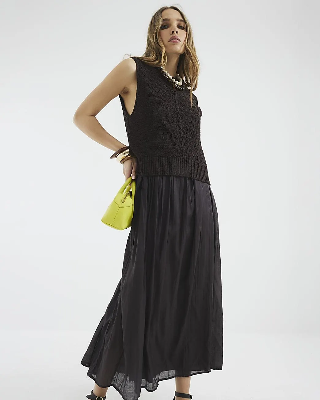 Brown Hybrid Maxi Jumper Dress