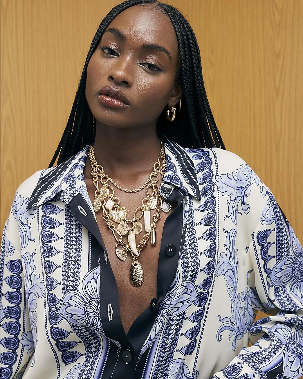 Gold Mix Charm Necklace