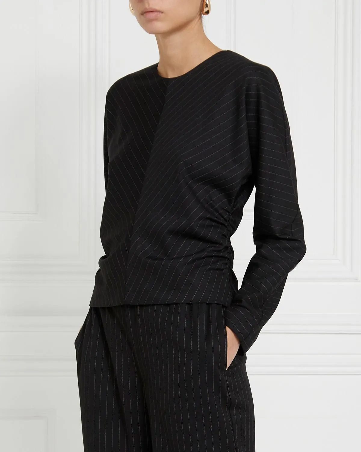 Gallery Alexa Pinstripe Ruched Top