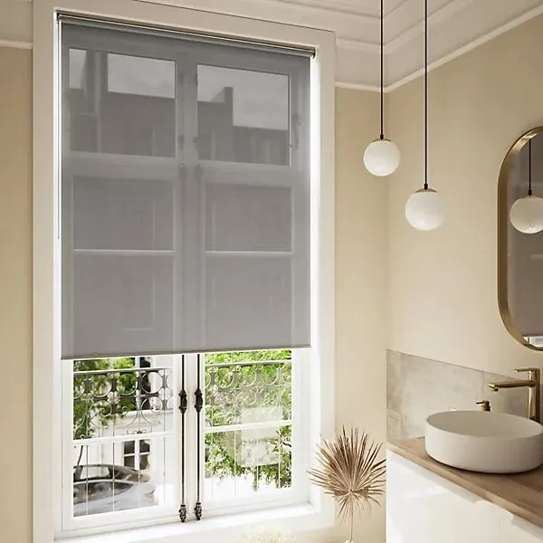 GoodHome Badallo Corded Concrete grey Daylight & thermal Roller Blind (W)120cm (L)180cm