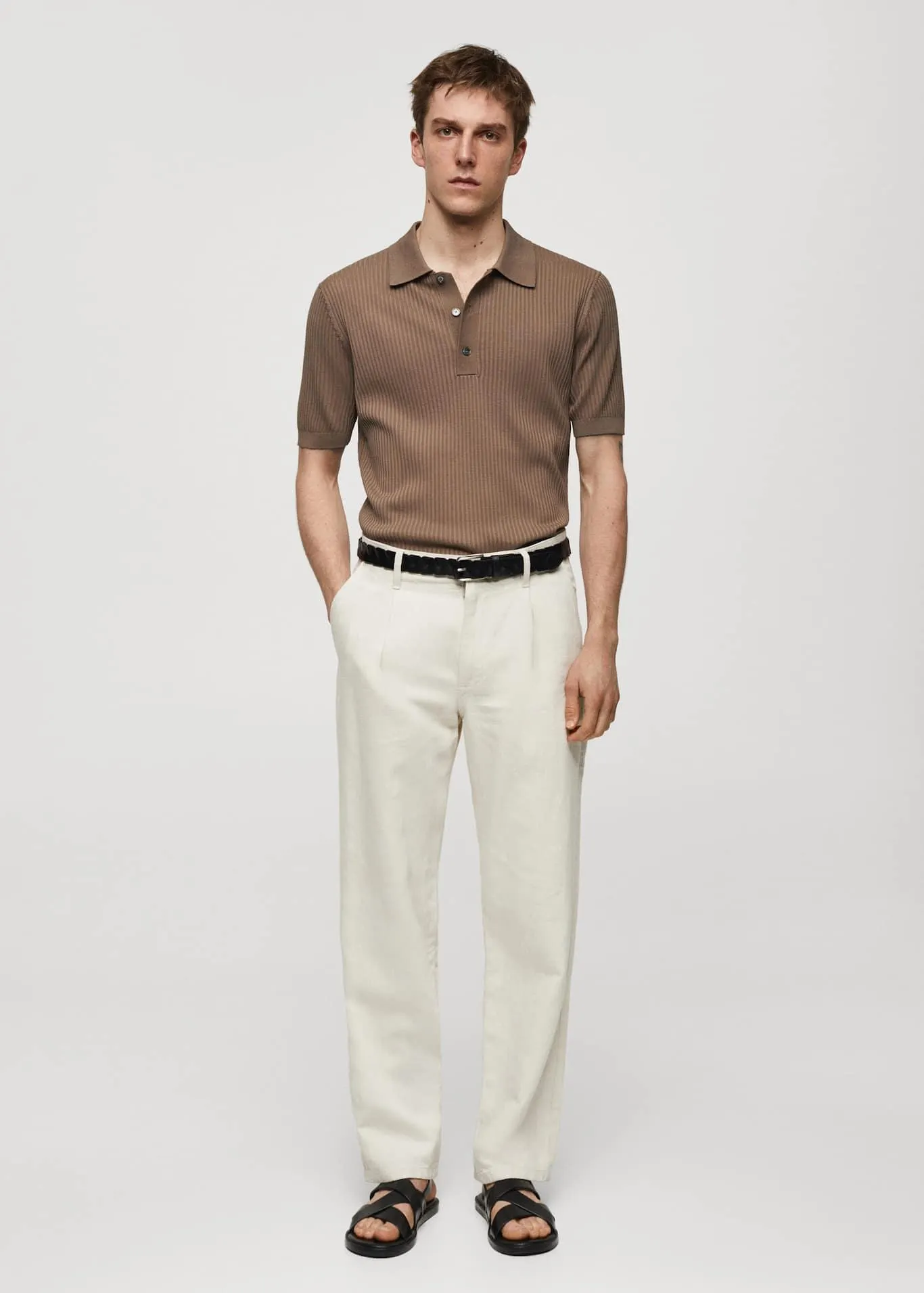 Knit cotton polo shirt