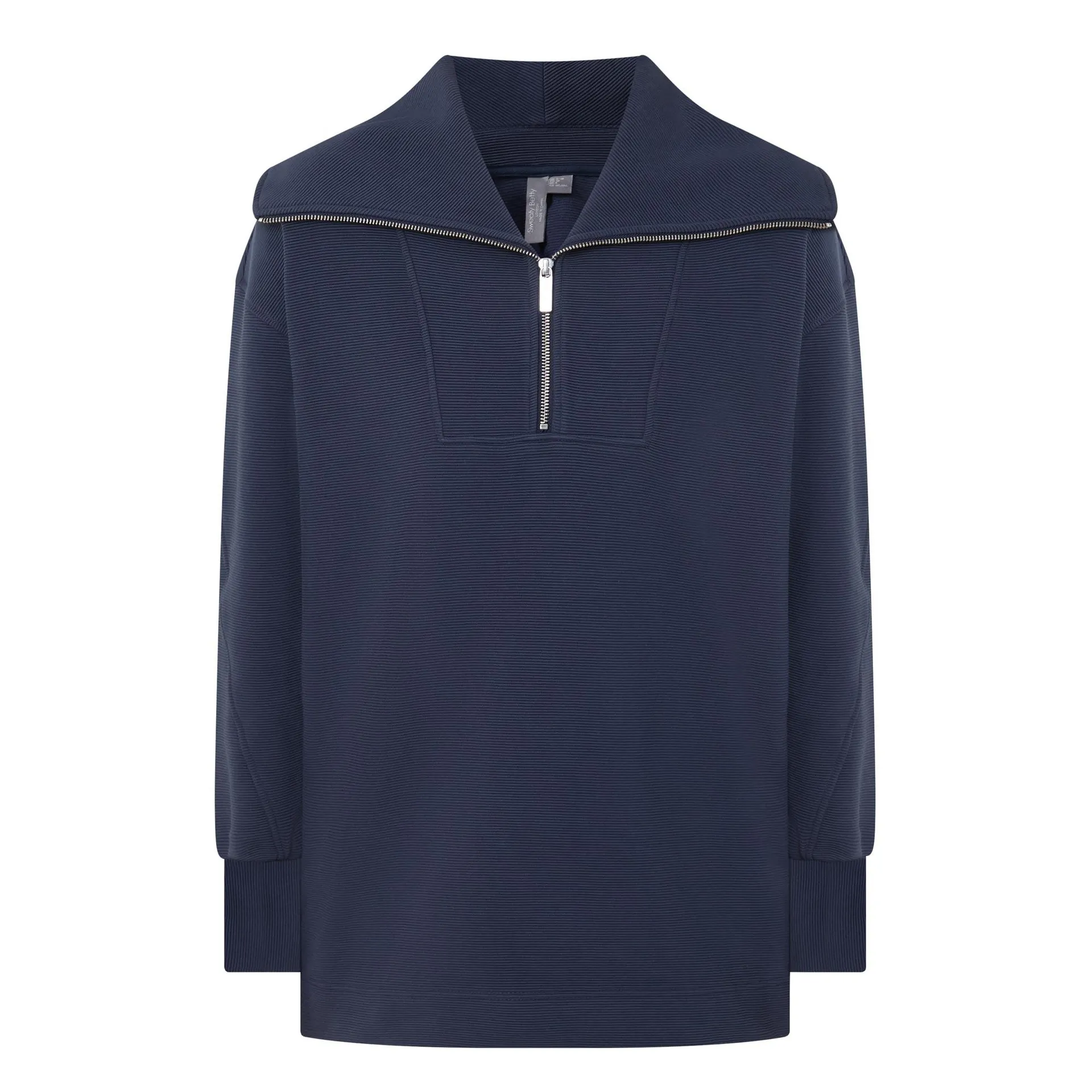 Peaceful Ribbed Half-Zip Cropped Sweatshirt