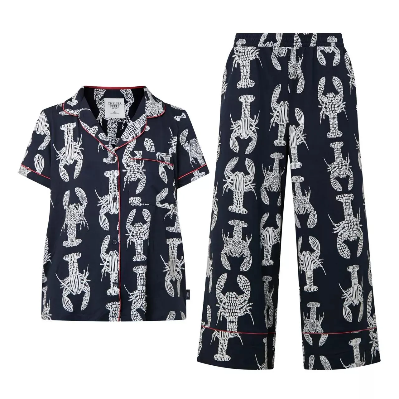 New in CHELSEA PEERS Lobster Shirt & Cropped Bottoms Pyjama Set €56.00
