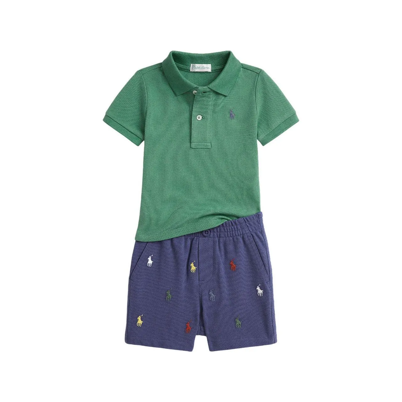 Pony Logo Mesh Polo Shirt & Shorts Two-Piece Set 6-24 Months