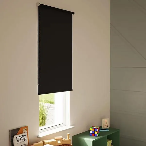 GoodHome Boreas Corded Black Blackout Roller Blind (W)60cm (L)180cm