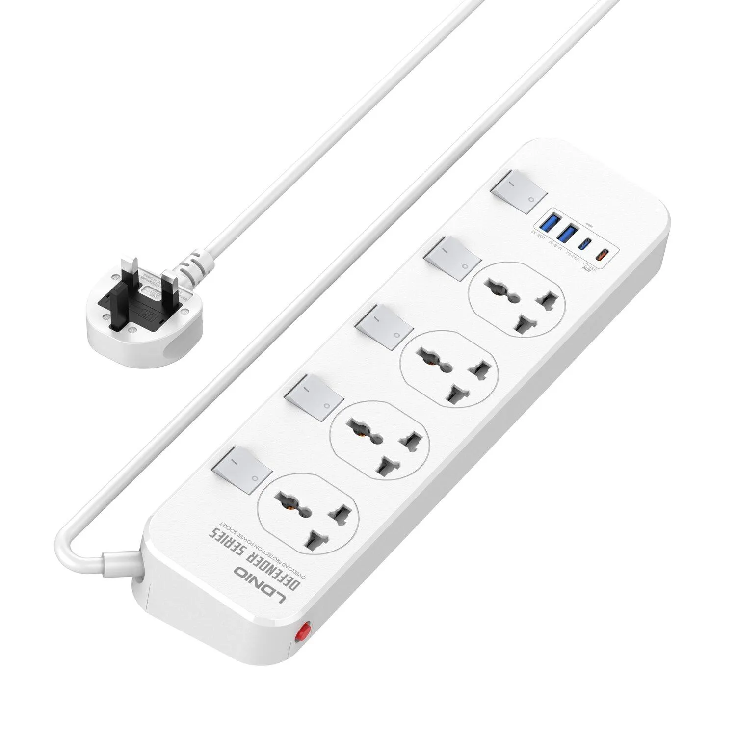 LDNIO 4GANG EXTENSION SOCKET WITH 4 AUTO-ID USB PORTS
