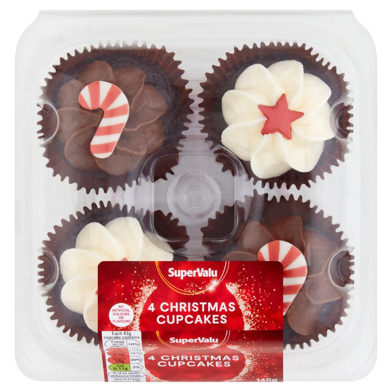 SuperValu Christmas Cupcakes 4 Pack