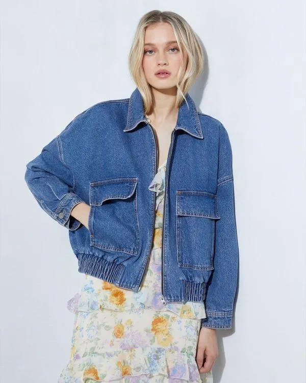 Savida Lola Denim Bomber Jacket