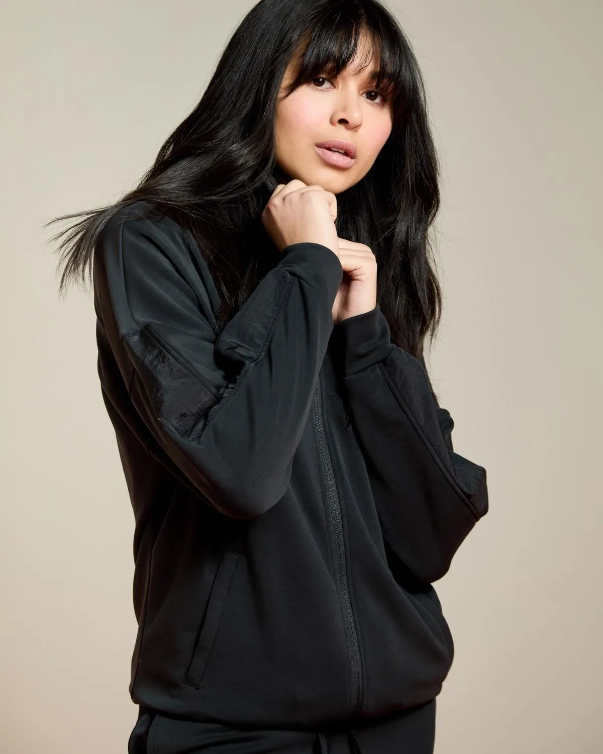 Helen Steele Black Soft Touch Modal Zip Through Hoodie