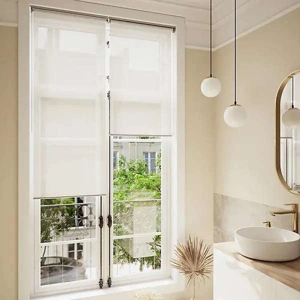 GoodHome Badallo Corded Optic white Daylight & thermal Roller Blind (W)60cm (L)180cm