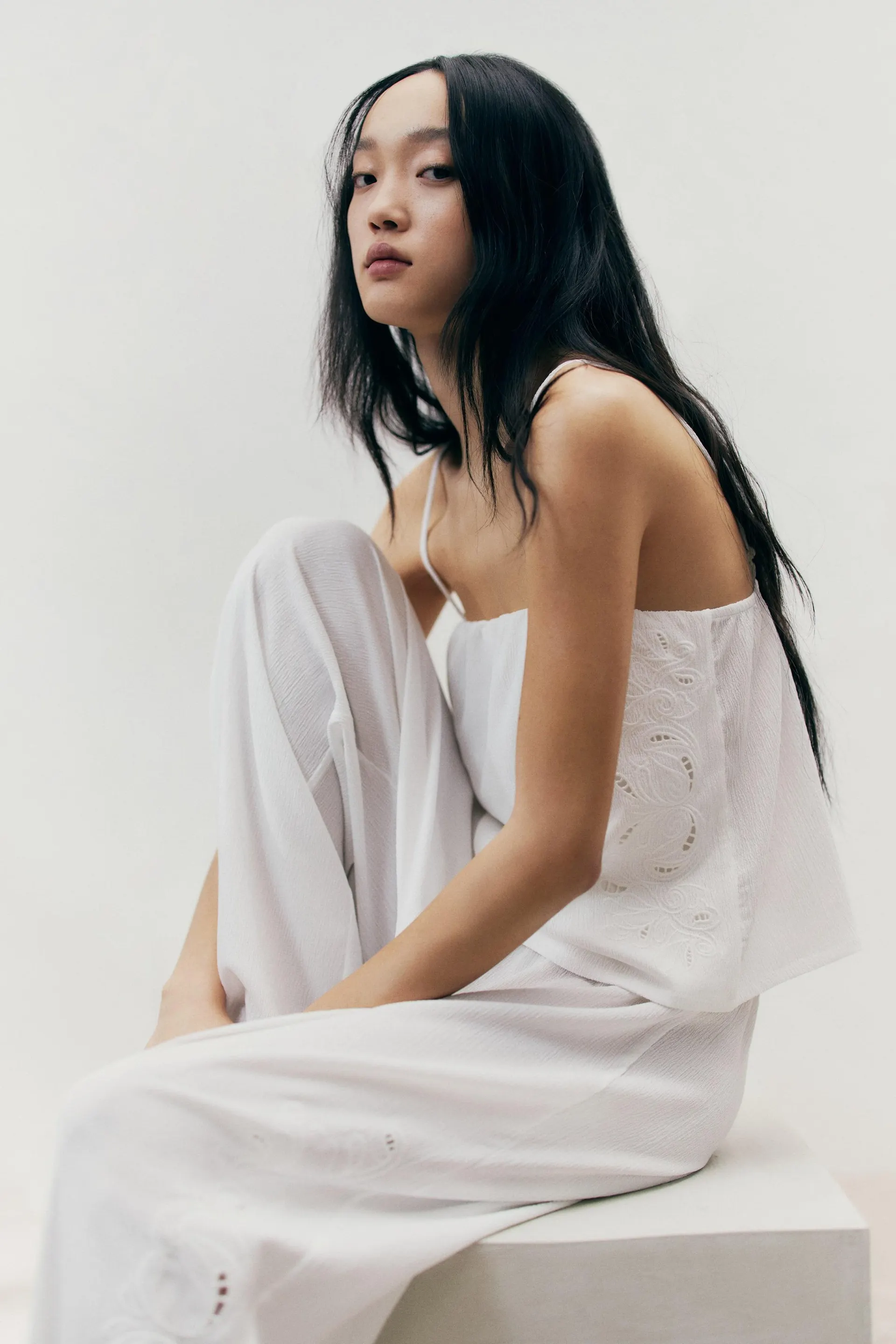 Broderie anglaise strappy top