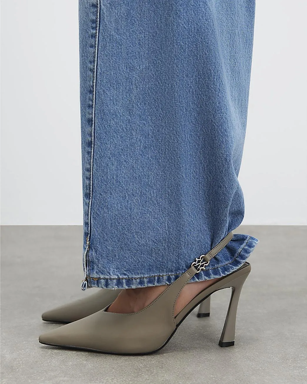 Grey Slingback Logo Court Heels