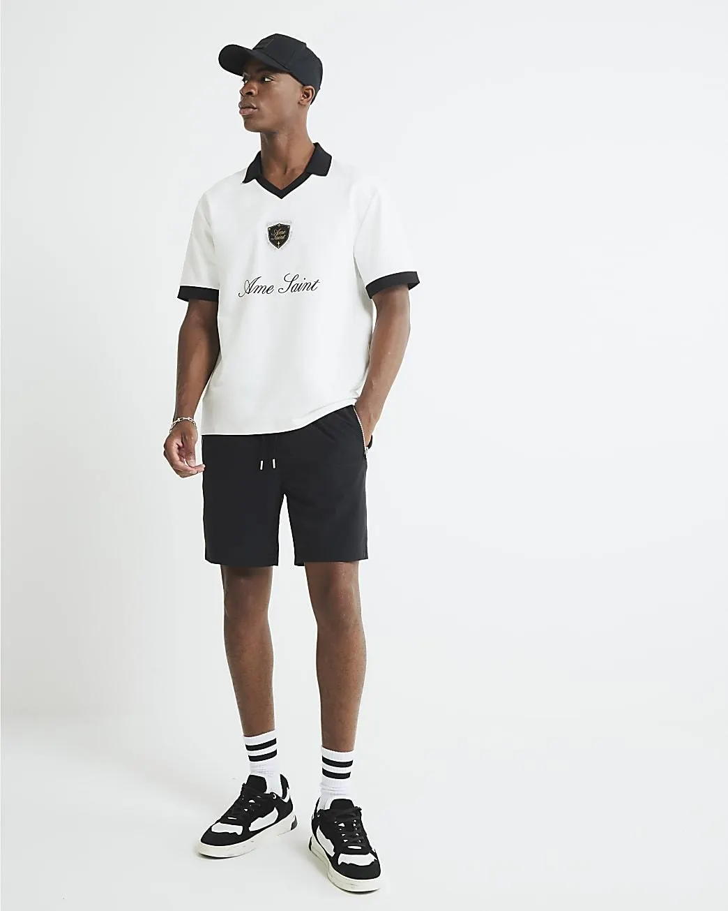 Black Elasticated Waist Stretch Shorts