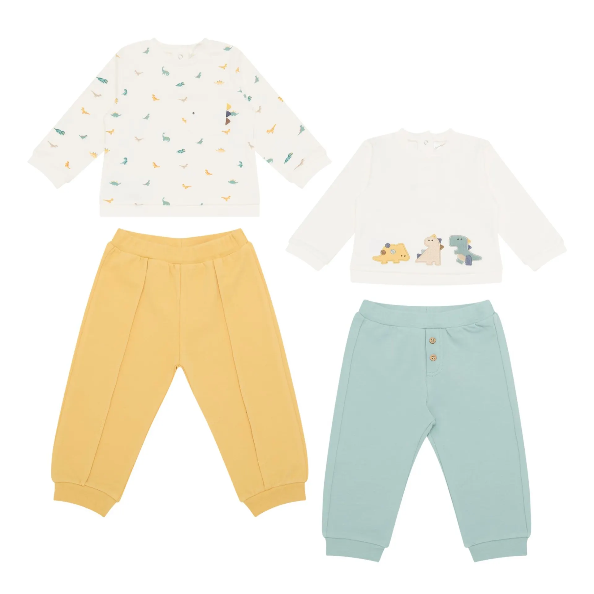 Printed Long-Sleeved Tops & Sweatpants Four-Piece Set