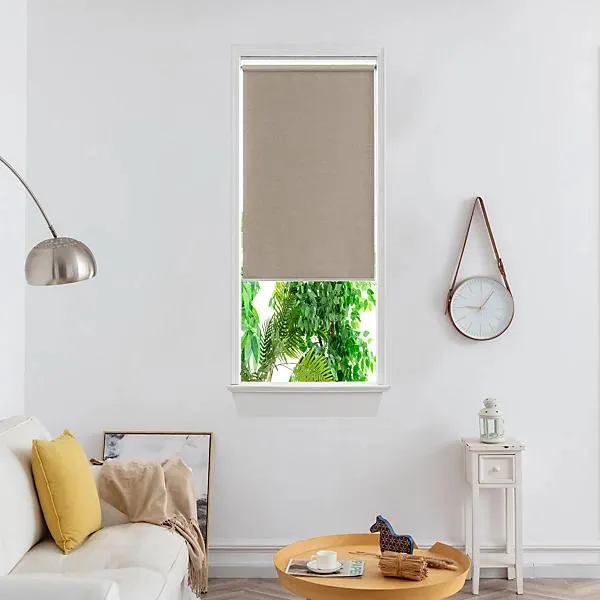 GoodHome Iwerne Corded Beige Blackout & thermal Roller Blind (W)60cm (L)180cm