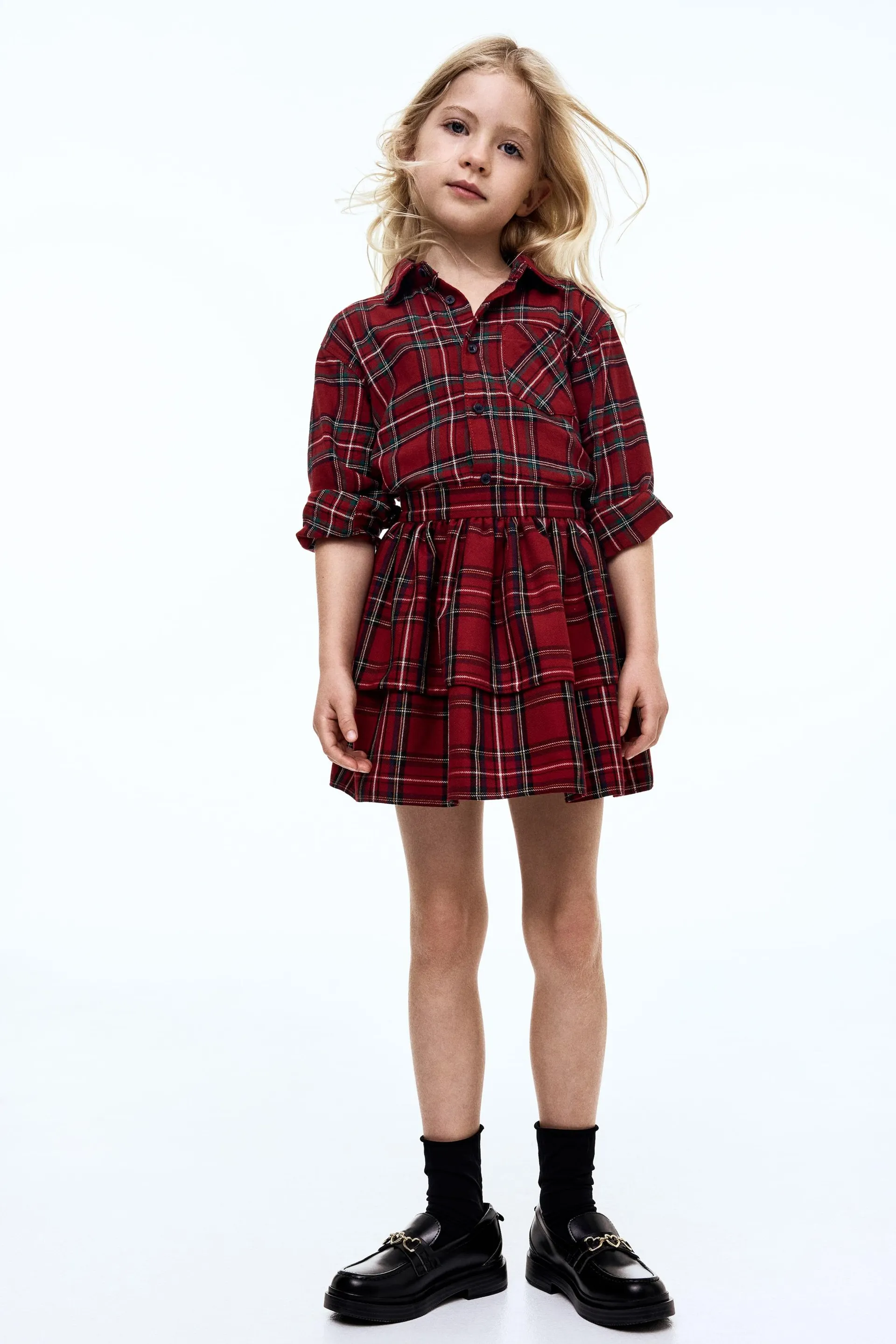 Tiered twill skirt