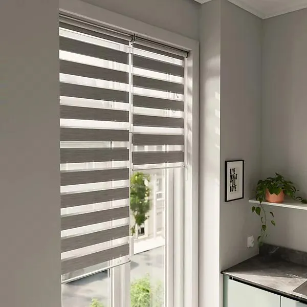 GoodHome Brize Corded Mottled grey Day & night Roller Blind (W)60cm (L)180cm
