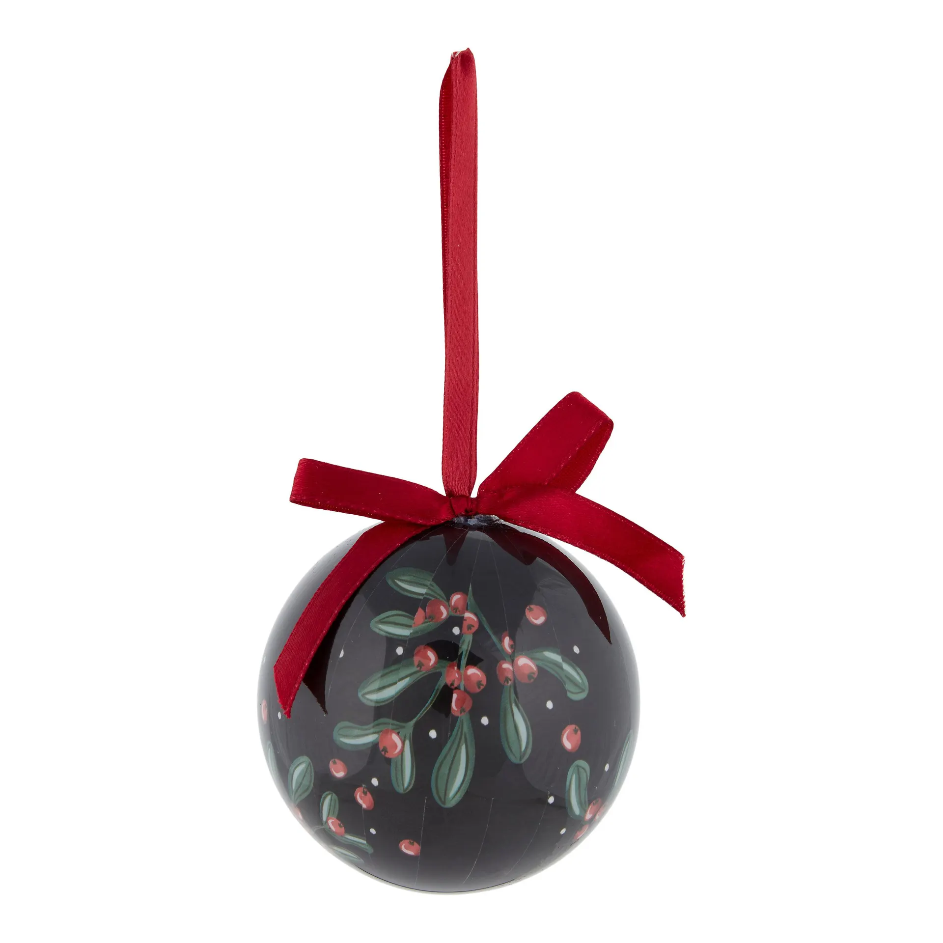 Refined classics Black Découpage berries Plastic Round Bauble (D) 73mm