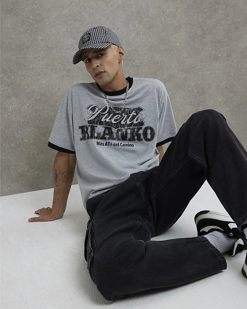 Grey Cropped Puerto Ringer T-Shirt