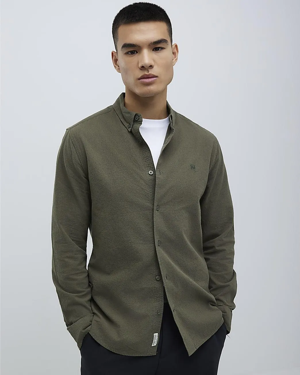 Khaki Slim Fit Washed Shirt