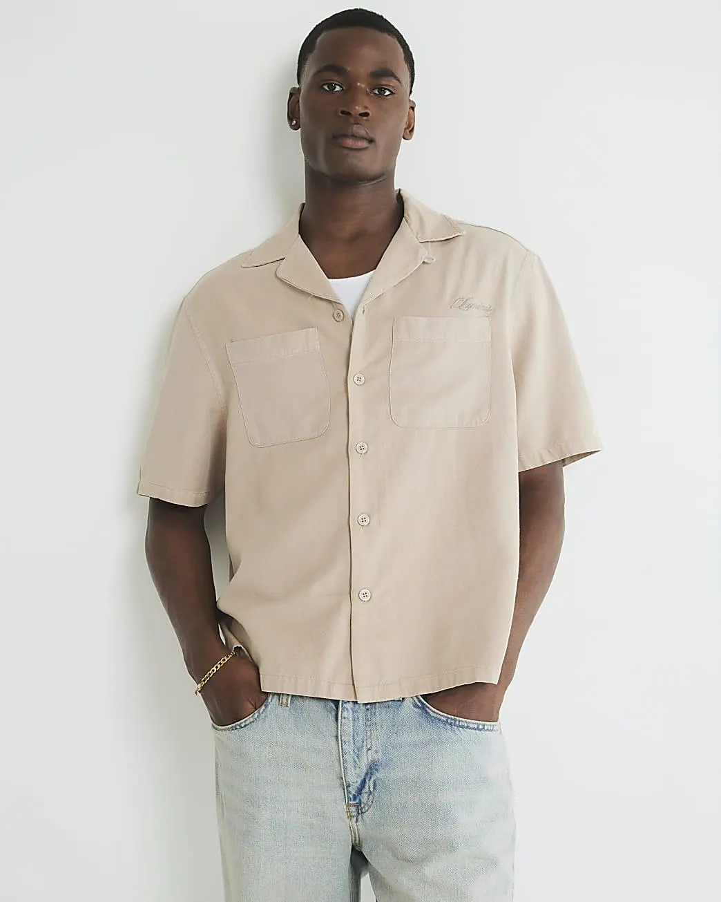 Beige Boxy Fit Shirt