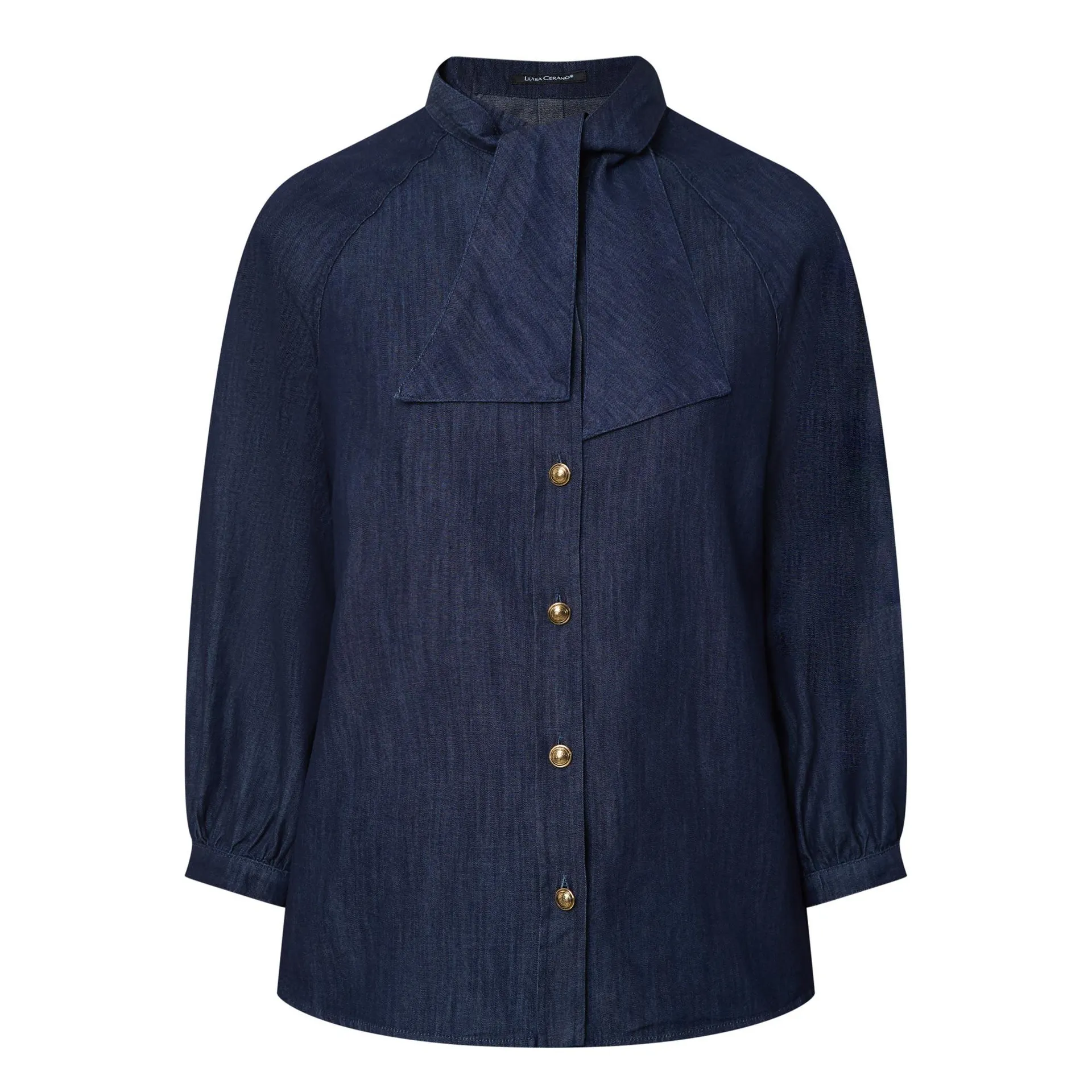 Neck-Tie Denim Blouse