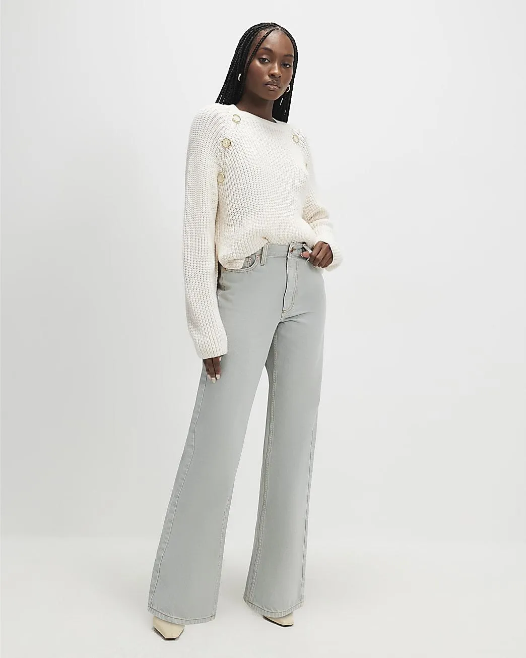 Green Relaxed Straight Jeans