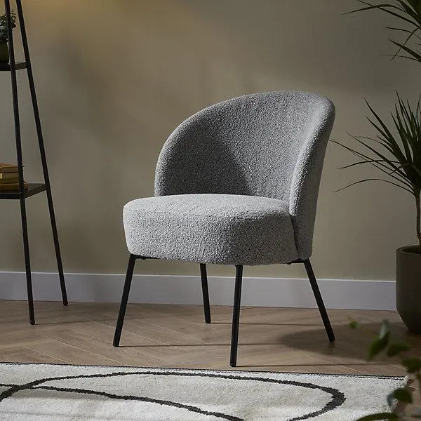 Bersaba Grey Boucle Occasional chair (H)770mm (W)560mm (D)650mm