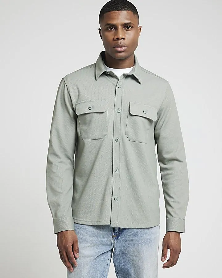 Green Regular Fit Jersey Overshirt
