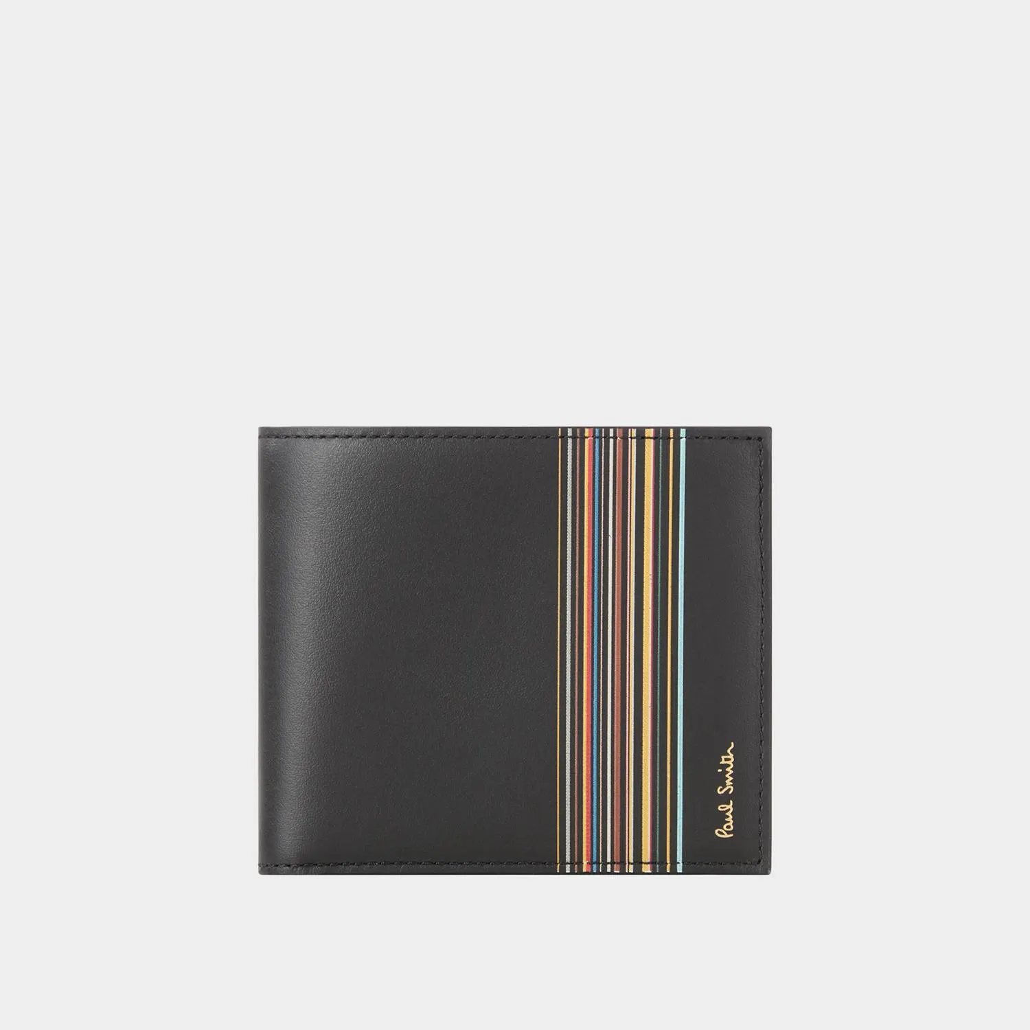 Striped Logo Leather Billfold Wallet