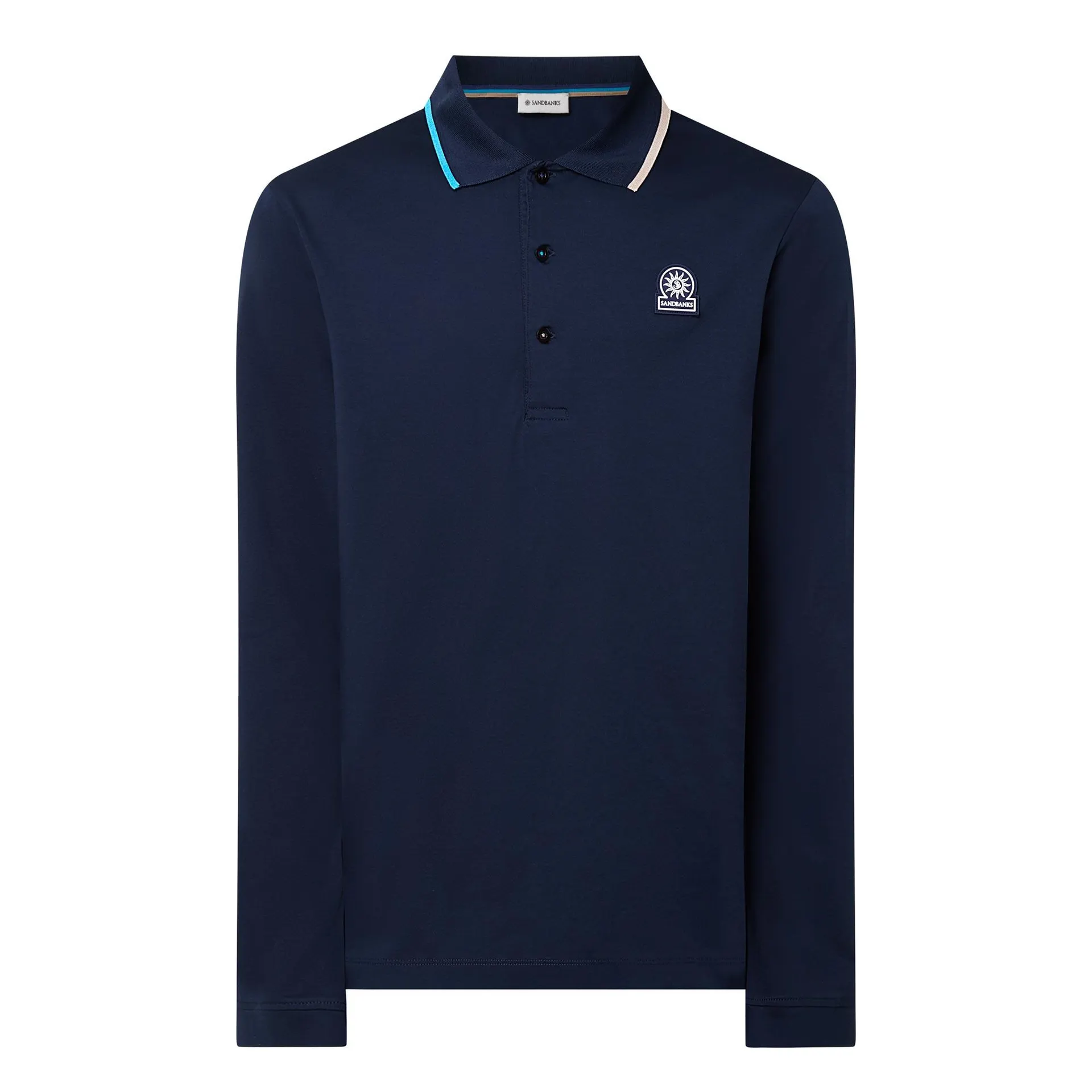 Logo Badge Tipped Long-Sleeved Polo Shirt