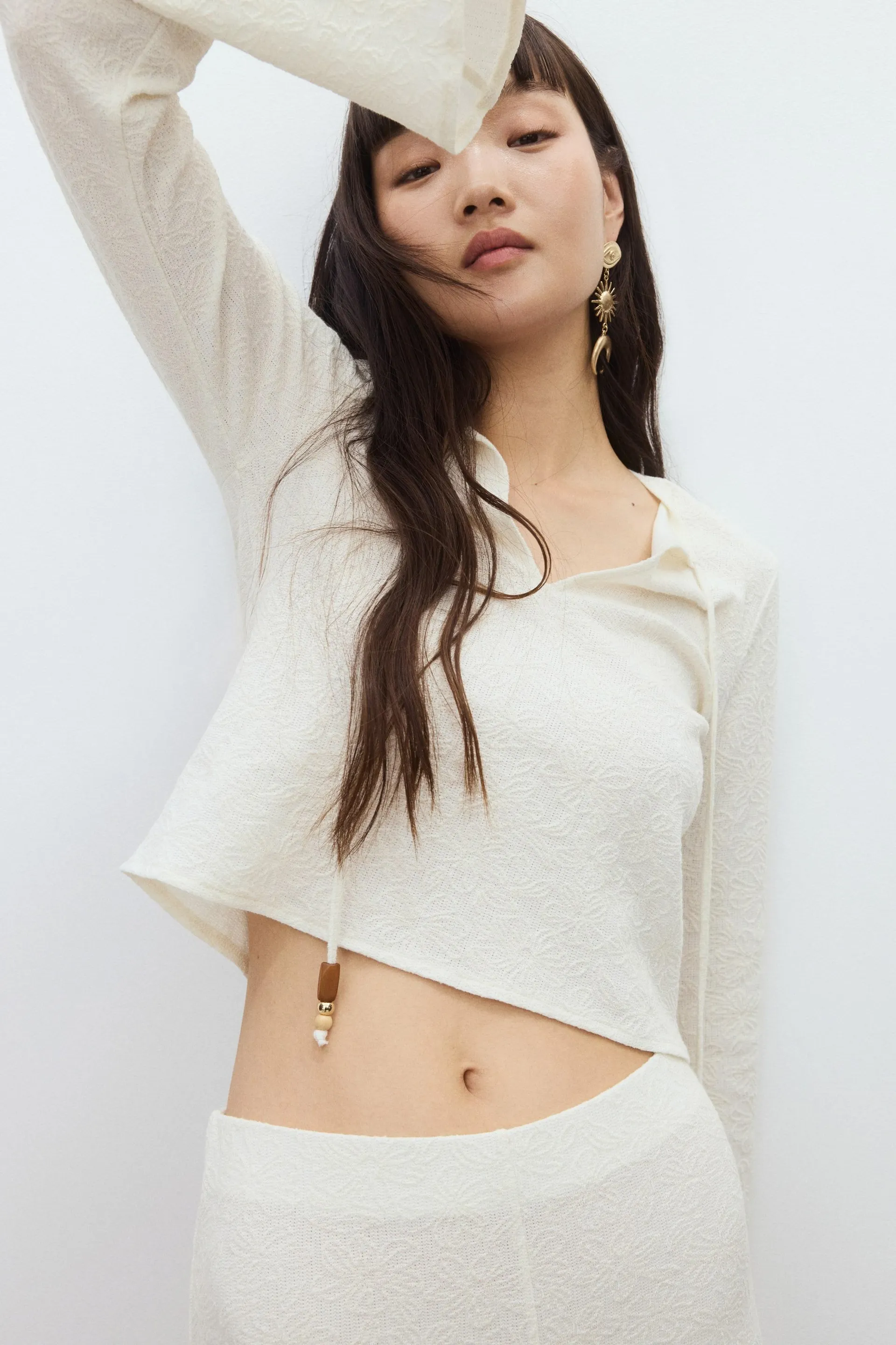 Tie-detail jersey top