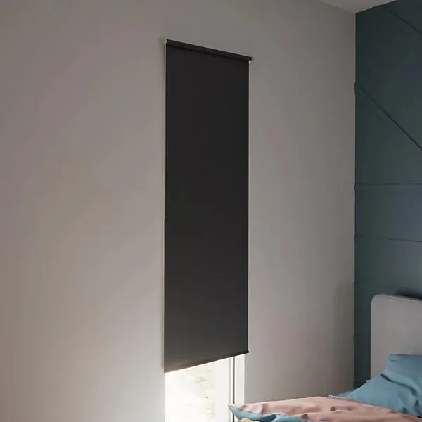 GoodHome Boreas Corded Black Blackout Roller Blind (W)90cm (L)180cm