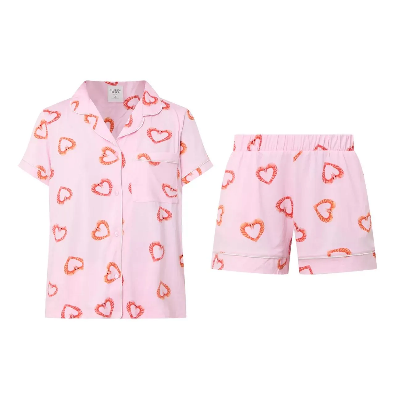 Heart Print Shirt & Shorts Pyjama Set