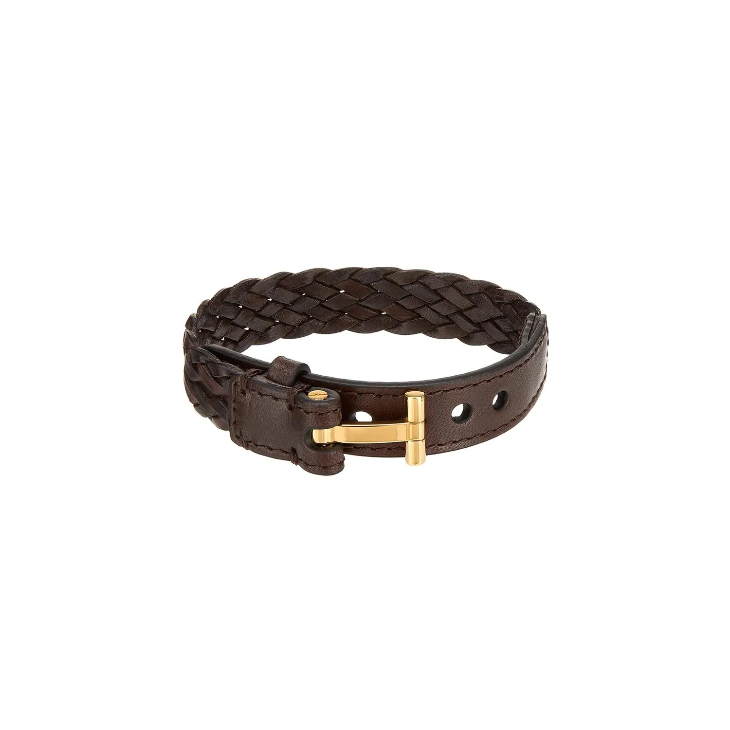 Logo Plaque Woven Leather Bracelet