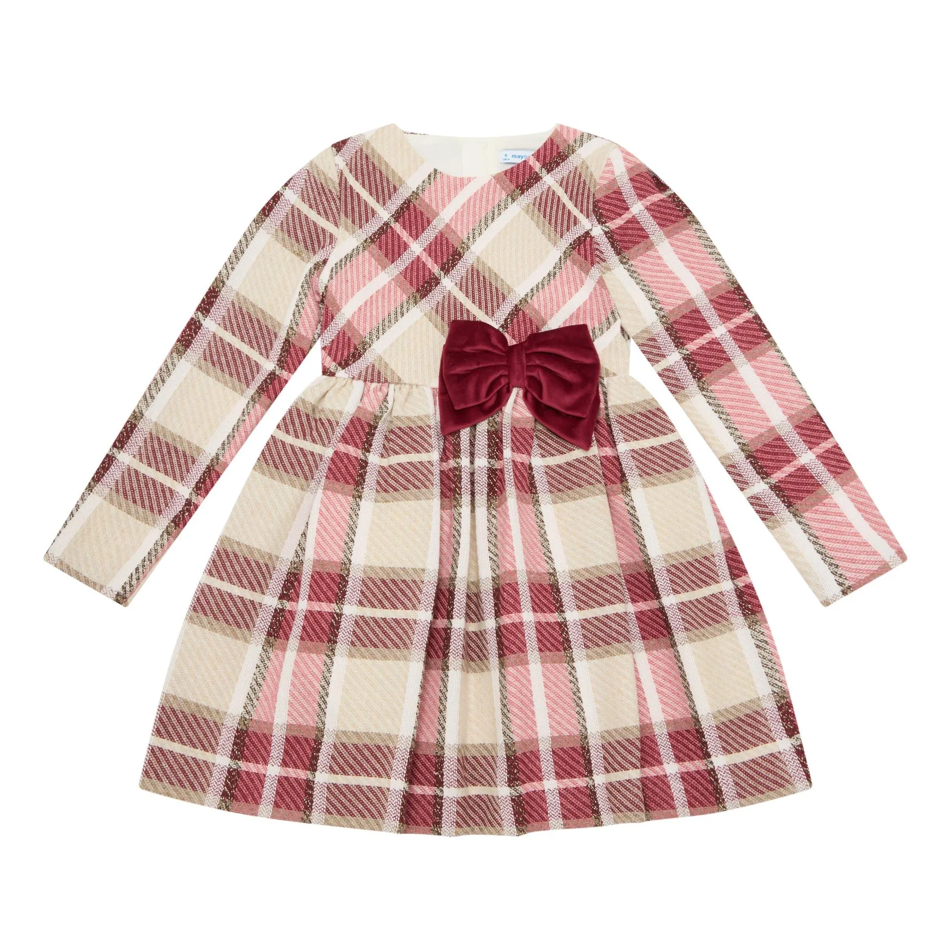 Bow Plaid Flared Dress