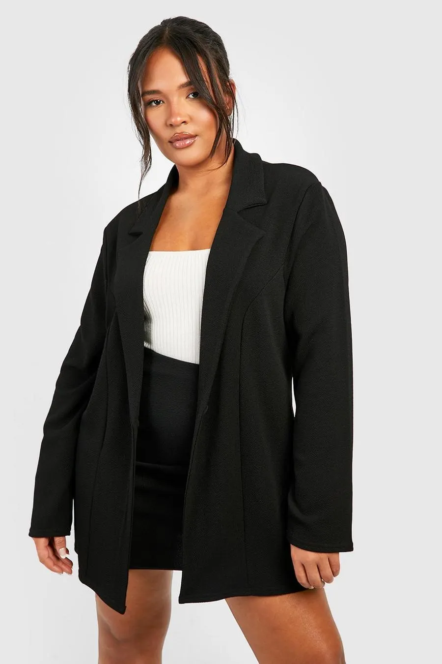 Plus Basic Jersey Single Button Blazer