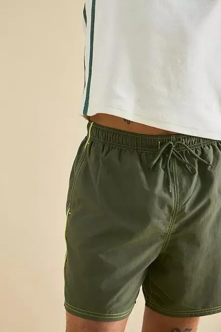 iets frans... Khaki Retro Swim Shorts